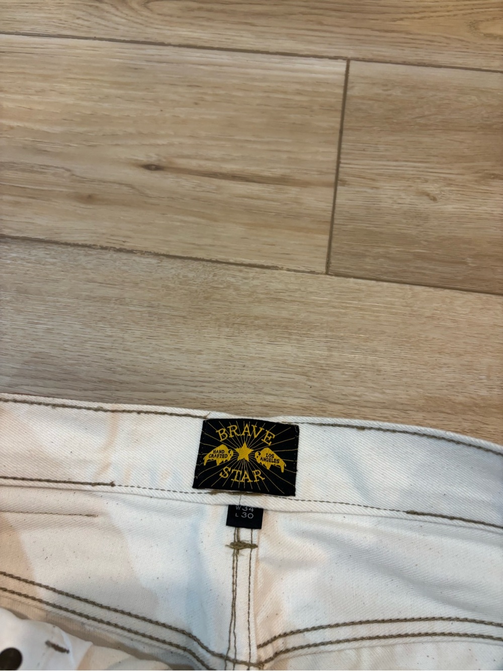 Bravestar Strongman 12oz Desert Bone Japan Selvedge Jeans Men’s Natural 34x30 - Picture 4 of 13